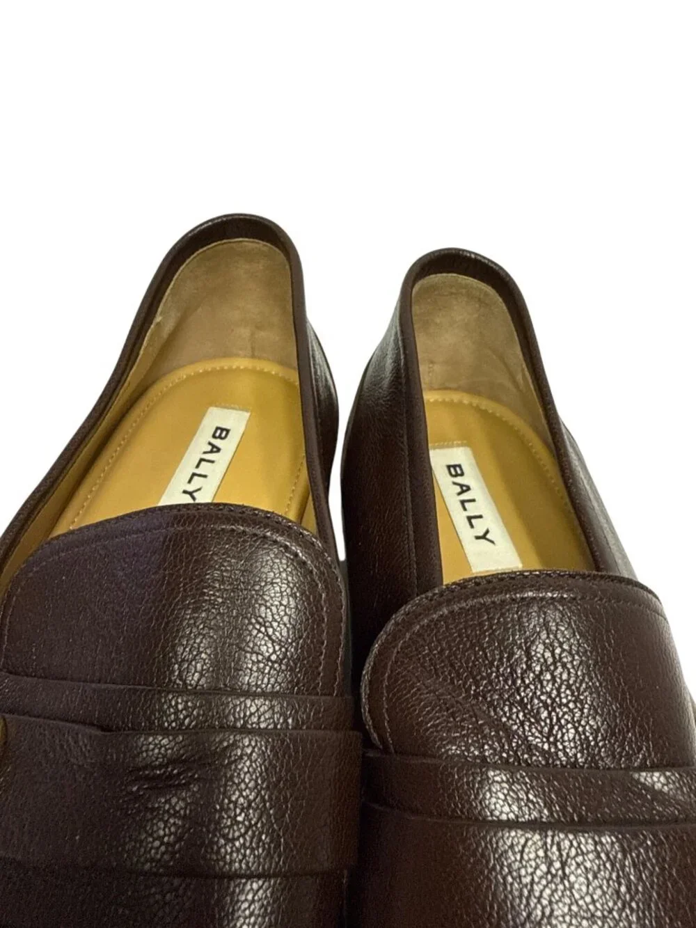 Bally Suisse Men's Brown Pebbled Calf Leather Loafers Gold Logo Size 8 NEW